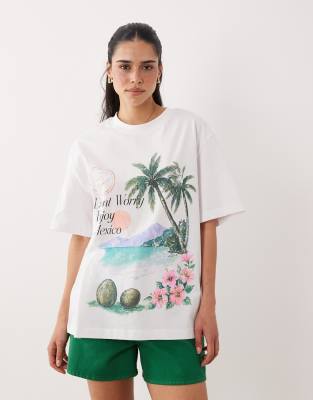 Asos Design Oversized T-shirt With Mexico Landscape Graphic In Multi