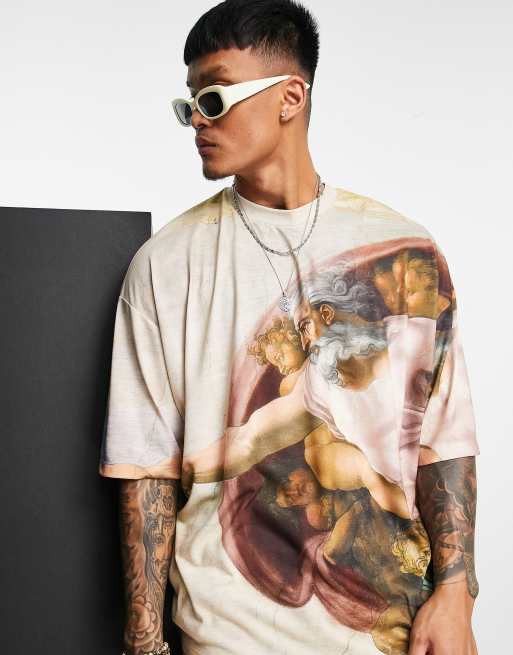 ASOS DESIGN oversized t-shirt with Michelangelo all over print