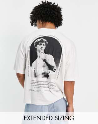 ASOS DESIGN oversized t-shirt with Michelangelo print in grey | ASOS