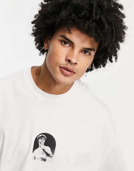 ASOS DESIGN oversized t-shirt with Michelangelo print in grey | ASOS