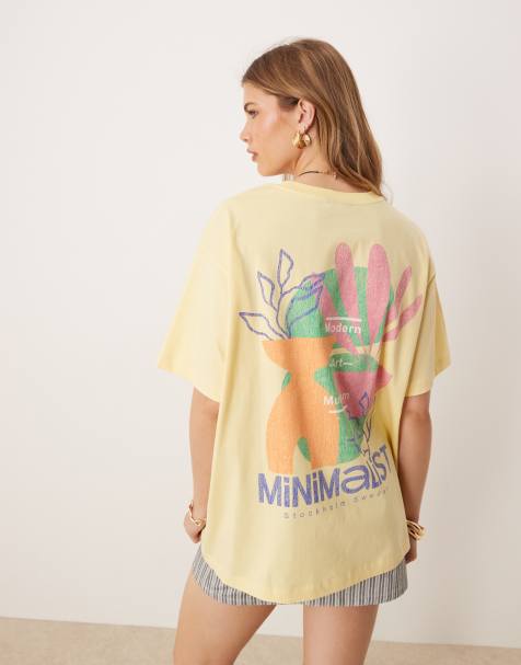 ASOS DESIGN oversized t-shirt with minimalist art graphic in yellow - view 1