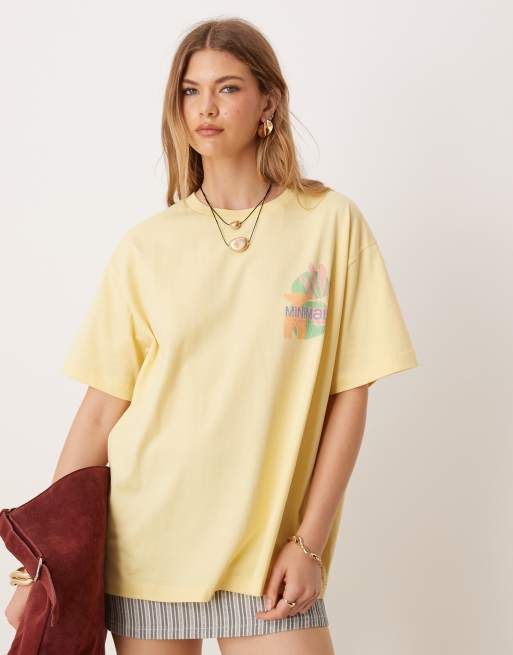 ASOS DESIGN oversized t-shirt with minimalist art graphic in yellow
