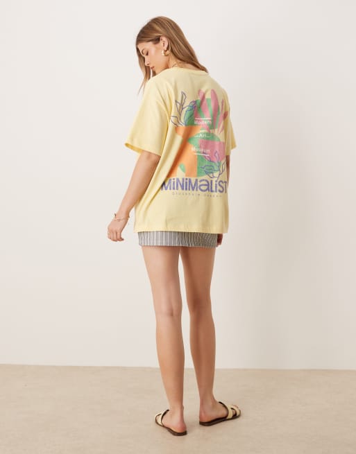 ASOS DESIGN oversized t-shirt with minimalist art graphic in yellow, 3 of 4