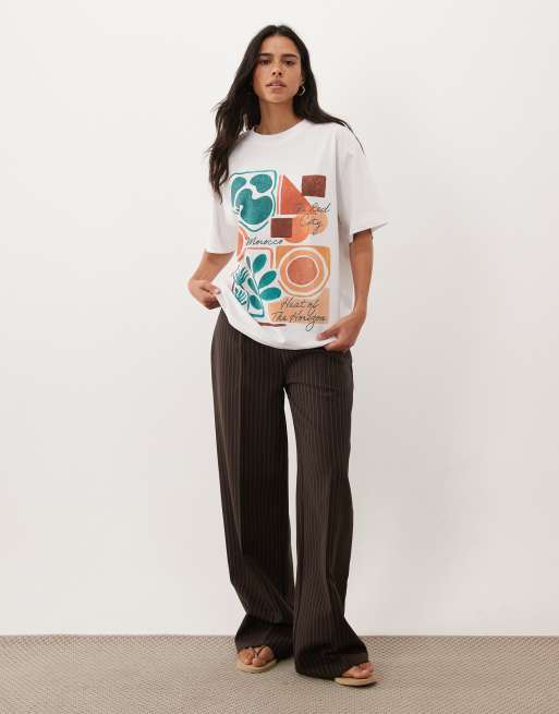 ASOS DESIGN oversized t-shirt with Morocco abstract graphic in white, 3 of 4