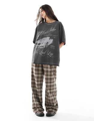 Asos Design Oversized T-shirt With Motoring Car Graphic In Black