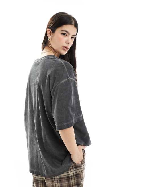 ASOS DESIGN oversized t-shirt with motoring car graphic in washed charcoal