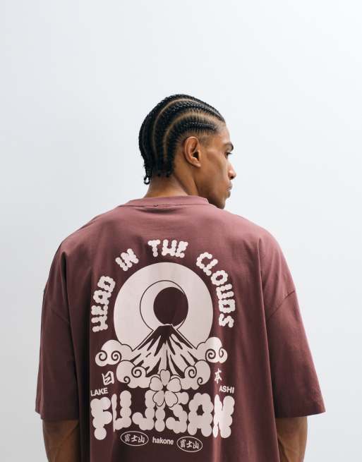 ASOS DESIGN oversized T-shirt with mountain graphic in brown, 5 of 5
