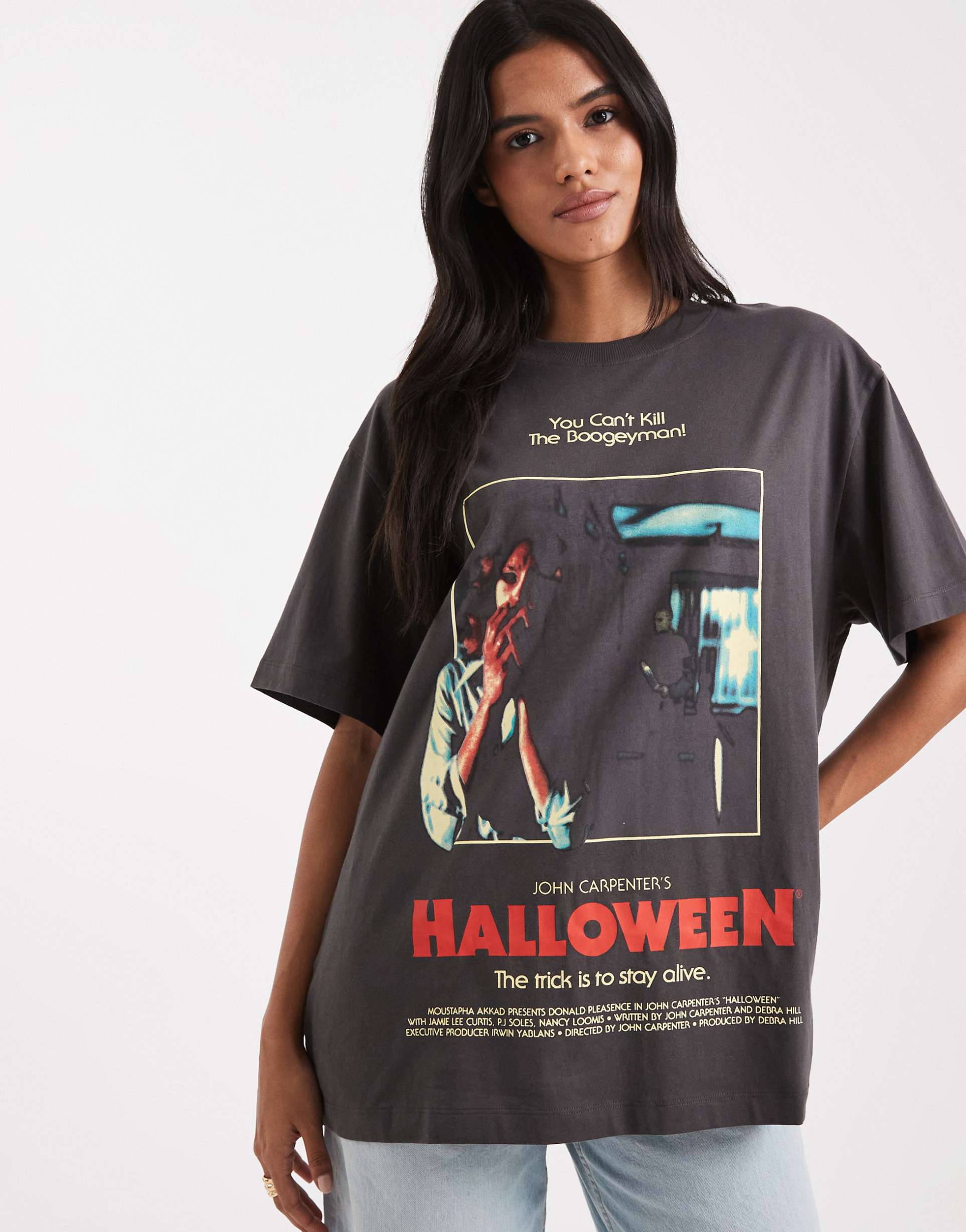asos design oversized t-shirt with movie licence graphic in black
