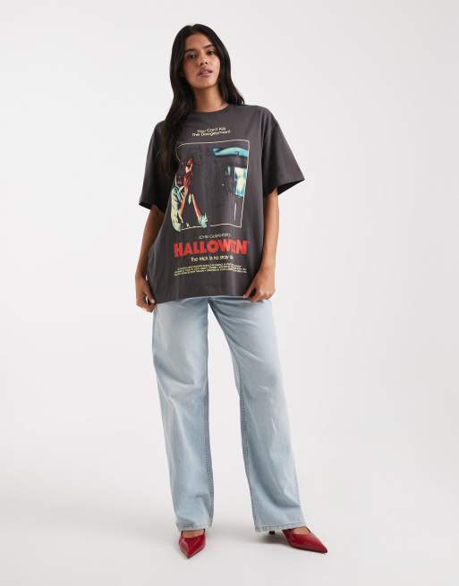 ASOS DESIGN oversized T-shirt with Halloween movie licensed graphic in black