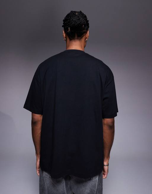 ASOS DESIGN oversized t-shirt with multi-placement graphic in black, 3 of 5