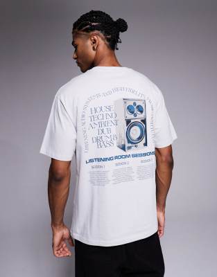 Asos Design Oversized T-shirt With Music Graphic In Gray