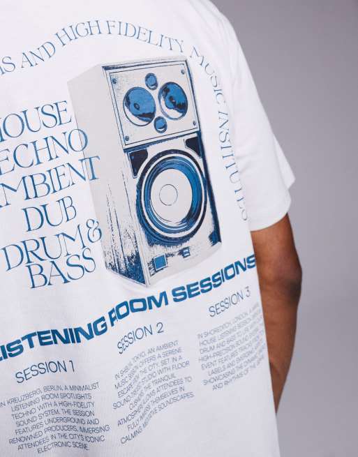 ASOS DESIGN oversized T-shirt with music graphic in gray