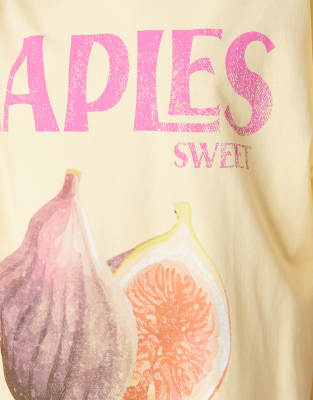 Asos Design Oversized T-shirt With Naples Fig Graphic In Yellow