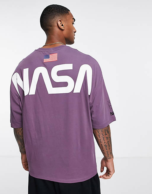  oversized t-shirt with Nasa print in purple 