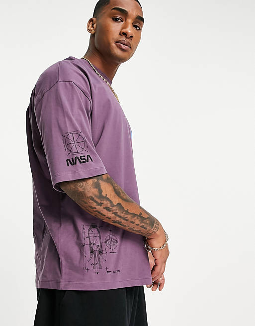  oversized t-shirt with Nasa print in purple 