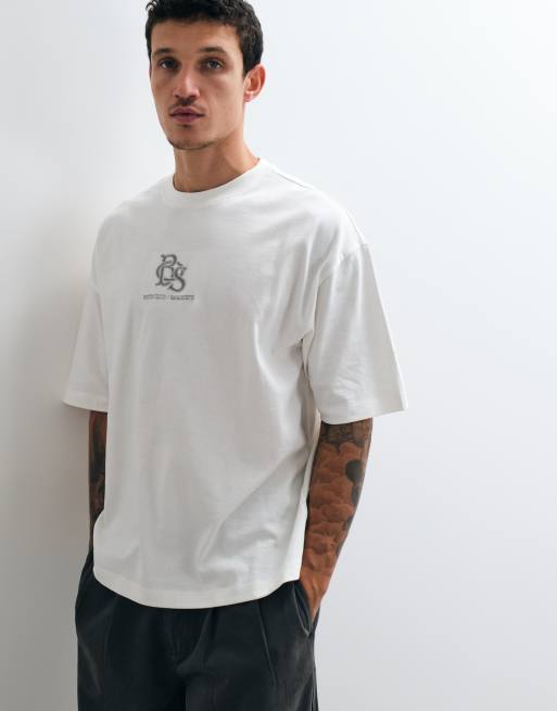 ASOS DESIGN oversized t-shirt with NBA Boston Celtics print in off white, 3 of 5