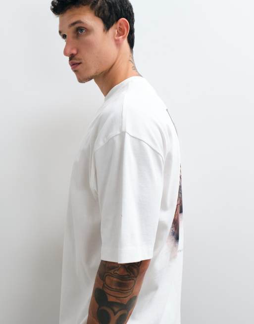 ASOS DESIGN oversized t-shirt with NBA Boston Celtics print in off white, 5 of 5