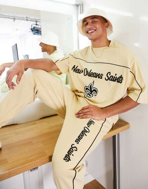 ASOS DESIGN oversized t-shirt with New Orleans Saints print in stone