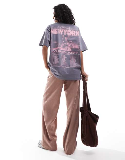 ASOS DESIGN oversized t-shirt with new york graphic in grey, 2 of 4