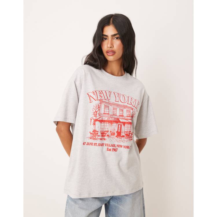 ASOS DESIGN oversized T-shirt with New York village graphic