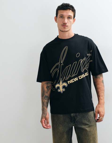 ASOS DESIGN oversized t-shirt with NFL New Orleans Saints print in black - view 1