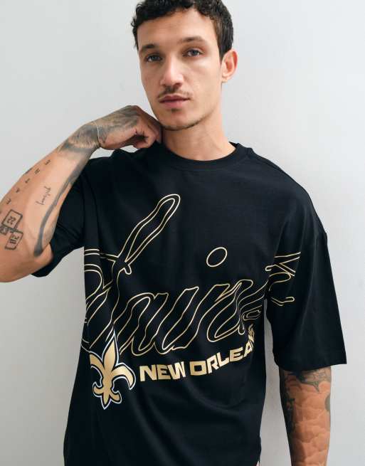 ASOS DESIGN oversized t-shirt with NFL New Orleans Saints print in black, 2 of 5
