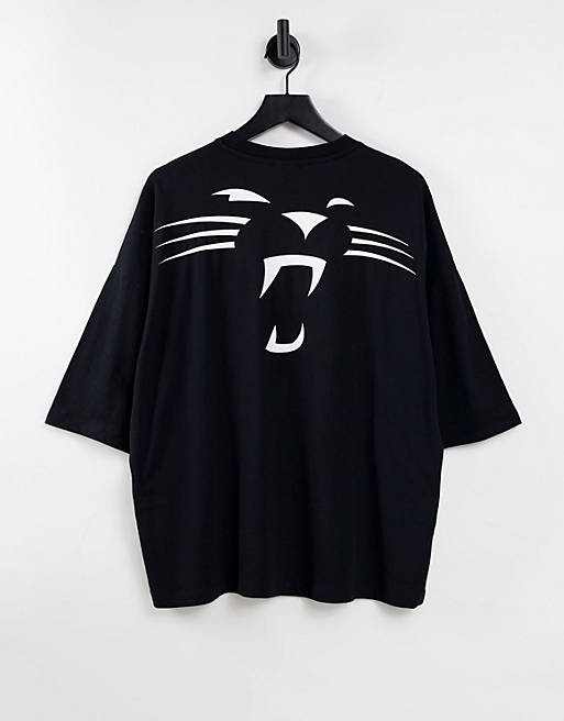 T-Shirts & Vests oversized t-shirt with NFL Panthers front and back prints in black 