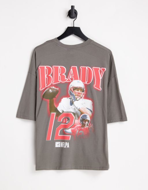 ASOS DESIGN oversized t shirt with NFL Tom Brady print in charcoal