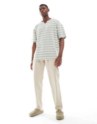 Asos Design Oversized T-shirt With Notch Neck In Gray