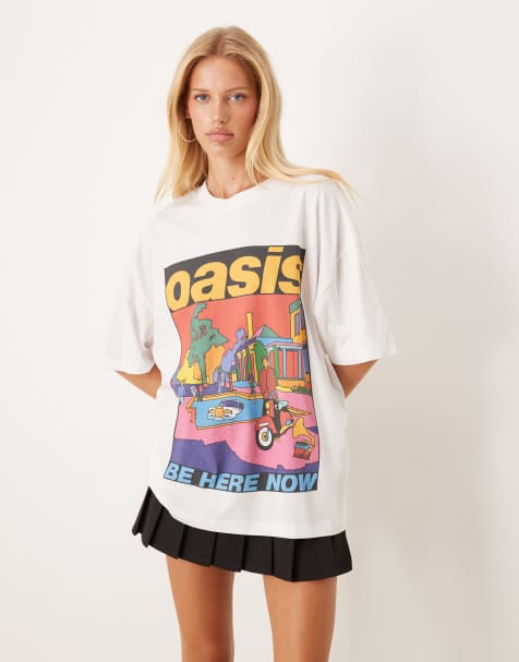 ASOS DESIGN oversized t-shirt with Oasis licence graphic in white - view 1