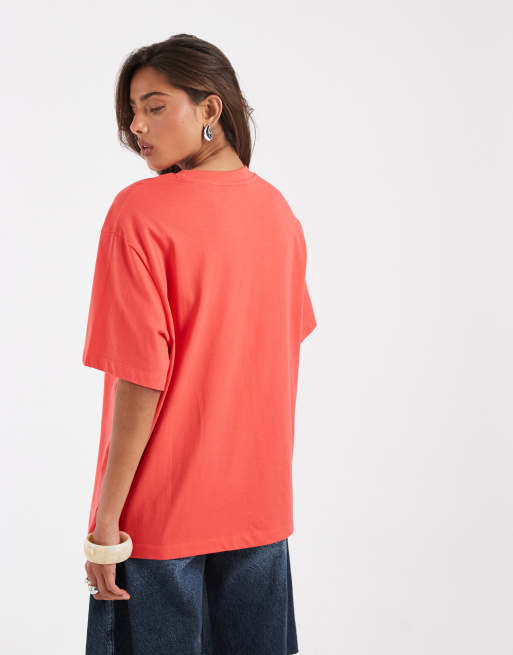 ASOS DESIGN Oversized T-shirt with Oaxaca varsity graphic in dark coral and lilac, 3 of 4
