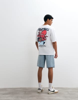 Asos Design Oversized T-shirt With Octopus Graphic In White