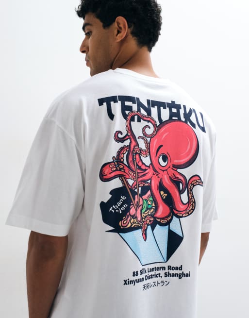 ASOS DESIGN oversized T-shirt with octopus graphic in white, 4 of 5