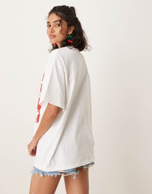 ASOS DESIGN oversized t-shirt with old fashioned cocktail graphic in white