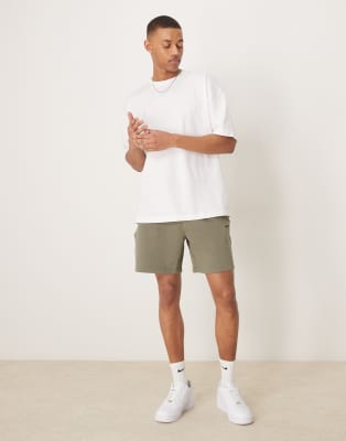 Asos Design Oversized T-shirt With Olive Graphic In White