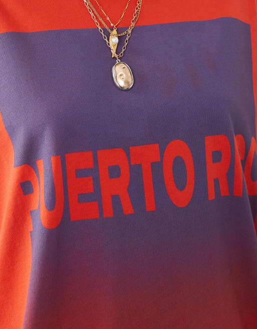 ASOS DESIGN Oversized t-shirt with ombre Puerto Rico graphic in red, 2 of 4