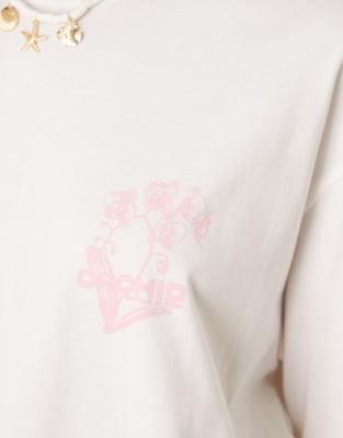 Asos Design Oversized T-shirt With Orchid Flower Back Graphic In White