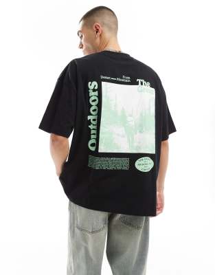 Asos Design Oversized T-shirt With Outdoors Back Print In White