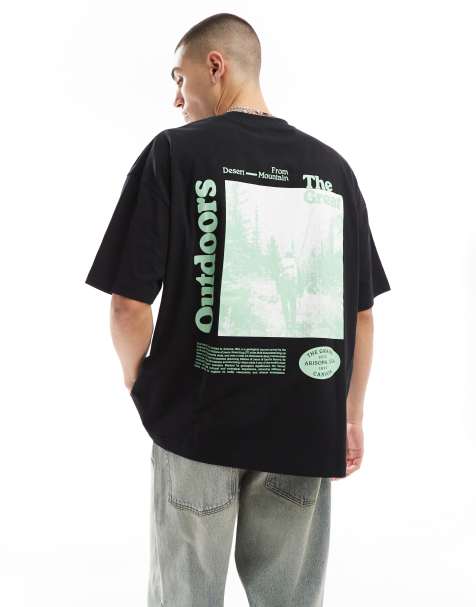 ASOS DESIGN oversized t-shirt with outdoors back print in black - view 1