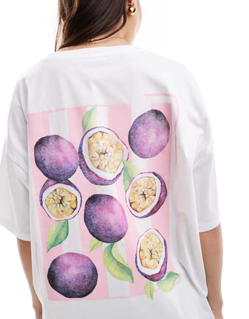 ASOS DESIGN oversized t-shirt with painterly passion fruit graphic in ...