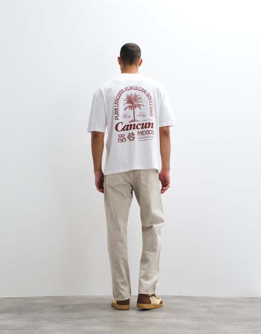 ASOS DESIGN oversized t-shirt with palm graphic in white, 4 of 5