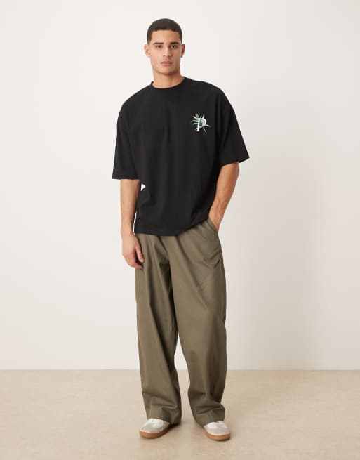 ASOS DESIGN oversized T-shirt with palm Palermo graphic in black, 2 of 5