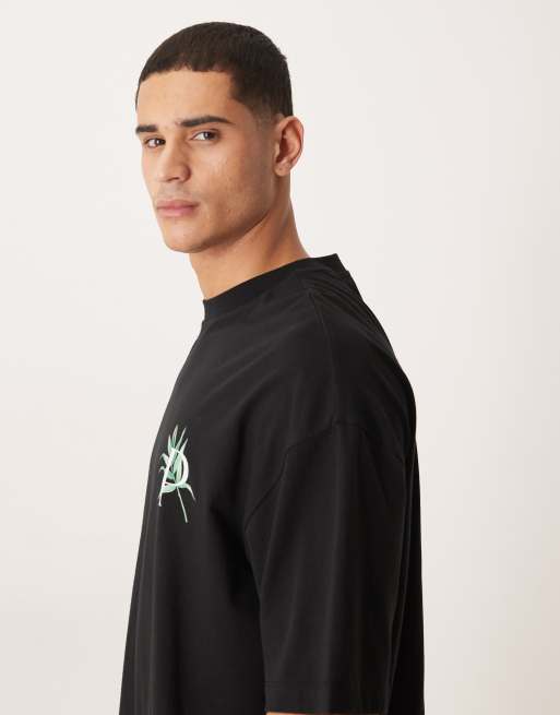 ASOS DESIGN oversized T-shirt with palm Palermo graphic in black, 4 of 5