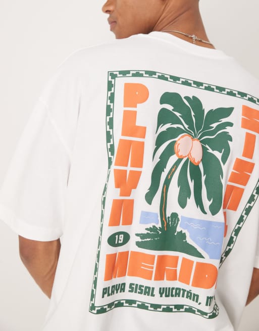 ASOS DESIGN oversized T-shirt with palm tree graphic in white, 3 of 4