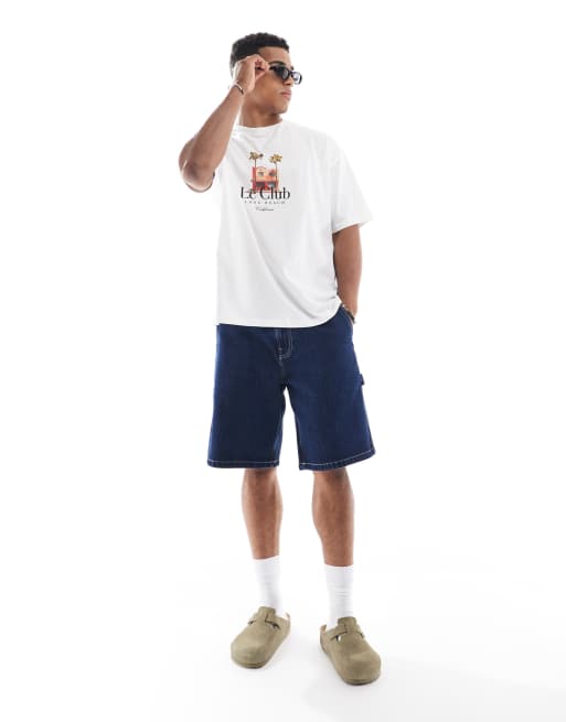 ASOS DESIGN oversized t-shirt with palm tree graphic in white, 4 of 4
