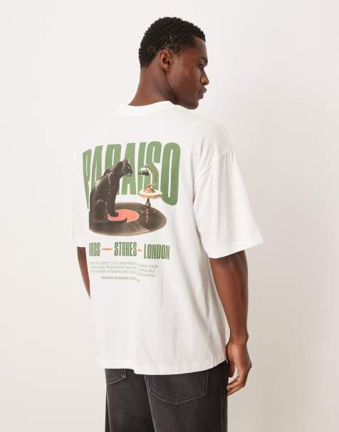 ASOS DESIGN oversized t-shirt with panther graphic in white