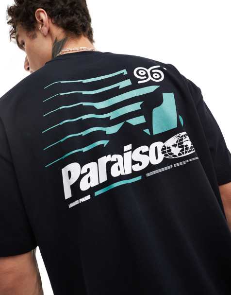 ASOS DESIGN oversized t-shirt with paraiso back print in black - view 1