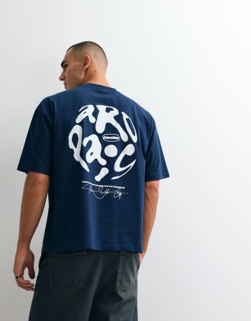 ASOS DESIGN oversized t-shirt with paraiso bubble graphic in navy, 3 of 5