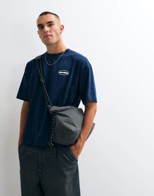ASOS DESIGN oversized t-shirt with paraiso bubble graphic in navy, 4 of 5