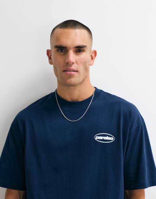 ASOS DESIGN oversized t-shirt with paraiso bubble graphic in navy, 5 of 5